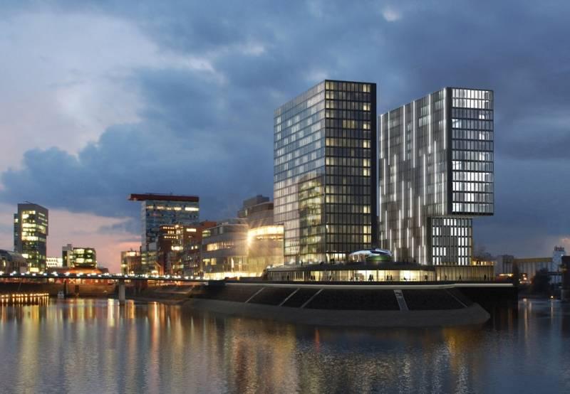 Zwillingst�rme Hafenspitze Medienhafen mit Hyatt Regency Hotel D�sseldorf - D�sseldorf