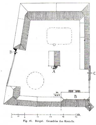 Haus Bürgel, Plan 1894 mit der zentralen Maternus-Kapelle