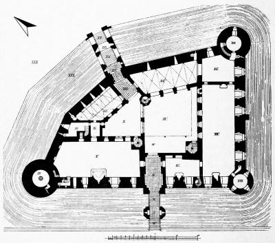 Grundriss der rekonstruierten Burg, ca. 1858