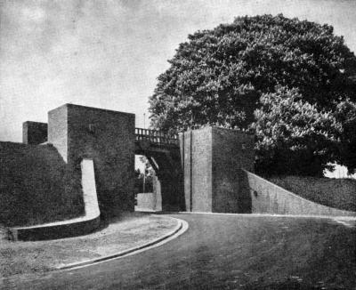 Rheinseitige Perspektive von der Fährstraße nach Fertigstellung, 1937