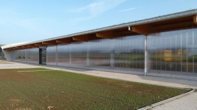 Werkstatt- und Maschinenhalle, transluzente Fassade