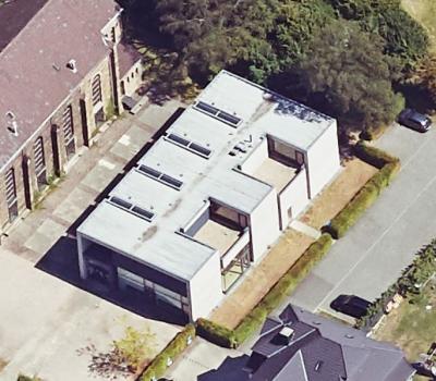 Schrägluftbild von Westen, Gemeindehaus Philipp-Nicolai Kirche 