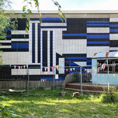 Audimax der ehem. FH Düsseldorf, Fassade aus Blickrichtung Süd-Osten