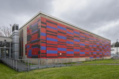 Audimax der ehem. FH Düsseldorf, Fassade aus Blickrichtung Norden