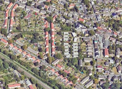 Schrägluftbild von Süden, Siedlung Fürst Hardenberg