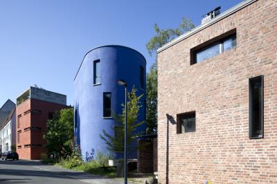 Straßenansicht der drei Architektenhäuser