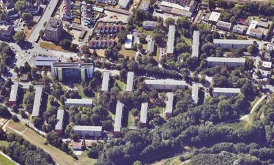 Schrägluftbild von Norden, Praebausiedlung Dortmund