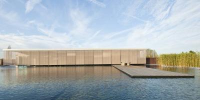 RS+Yellow Distribution Centre - Südansicht mit Sonnenschutz