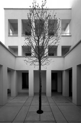 Haus am Cöllenhof Bonn, Erschließung über Innenhof, Kolonnaden