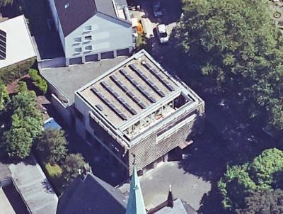 Schrägluftbild von Westen, Gemeindehaus Wetter