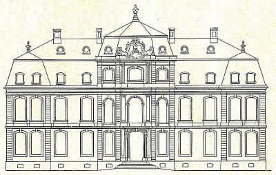 Schloss Jägerhof , Ausgeführter Entwurf von J. Couven, 1751