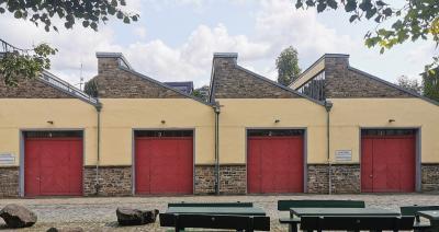 Sheddachhallen auf dem Gelände, heute Hallen der Freiwilligen Feuerwehr Engelskirchen
