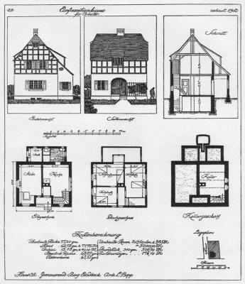 Bauzeichnung von Haus Nr. 32 in der Gronauer Waldsiedlung