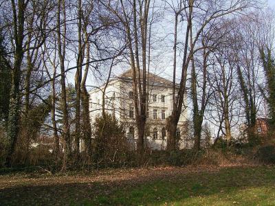 Blick vom Park auf Schloss Mickeln