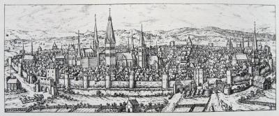 historische Ansicht von Soest mit Befestigung