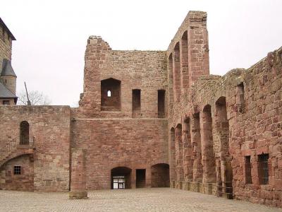 Blick auf die östliche Mauer des Palas