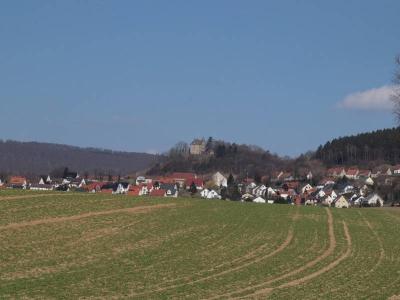 Blick über Schieder-Schwalenberg auf Burg Schwalenberg