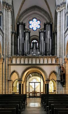 Blick zur Orgelempore von St. Andreas in Köln