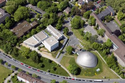 Luftansicht Planetarium mit Neuer Synagoge Bochum 