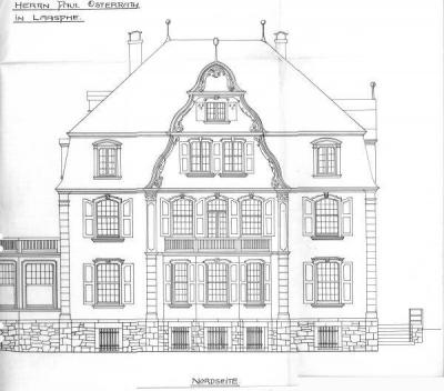 Ansichtszeichnung der Villa Osterrath 1910