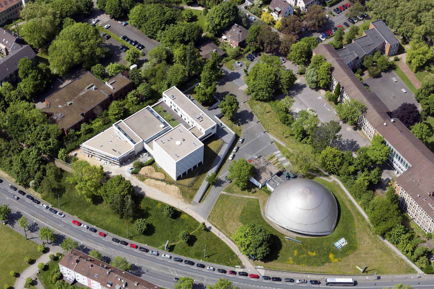 Luftansicht Neue Synagoge in Bochum mit Planetarium