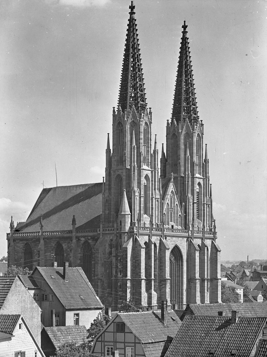 Wiesenkirche Soest, historisches Bild mit Doppelturmfassade