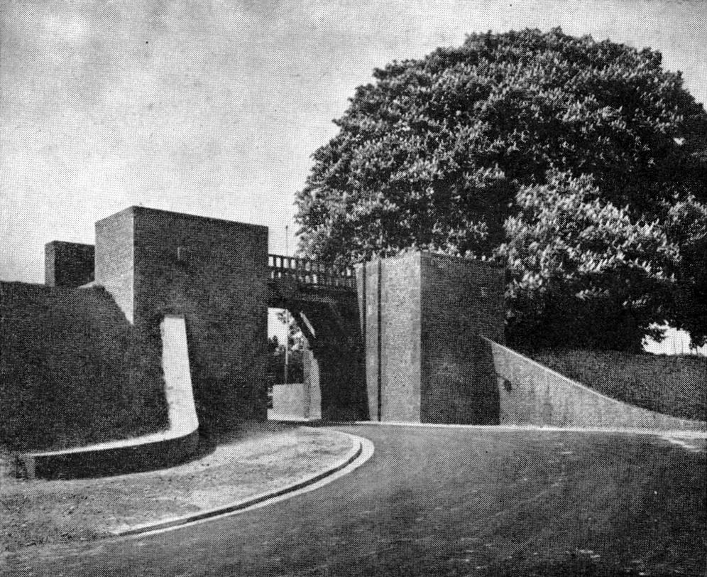 Rheinseitige Perspektive von der Fährstraße nach Fertigstellung, 1937