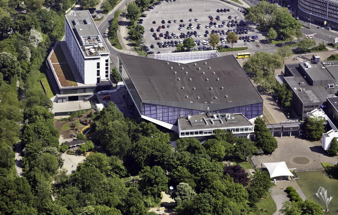 Luftbild Grugahalle von Westen
