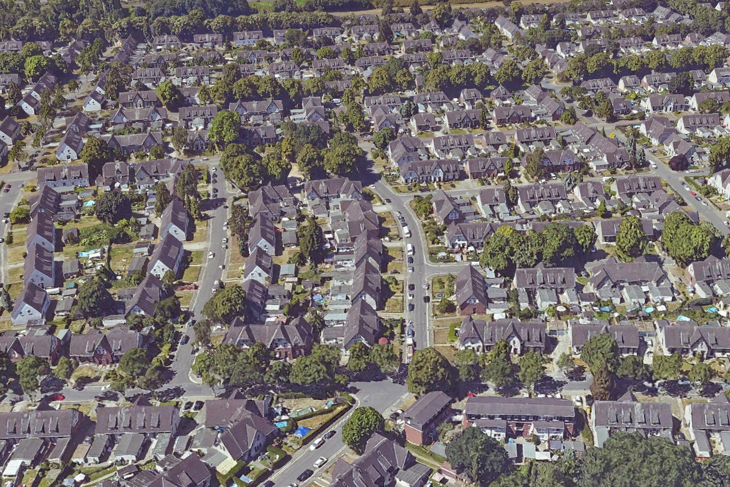 Zechenkolonie Meerbeck, Schrägluftbild aus Blickrichtung Osten