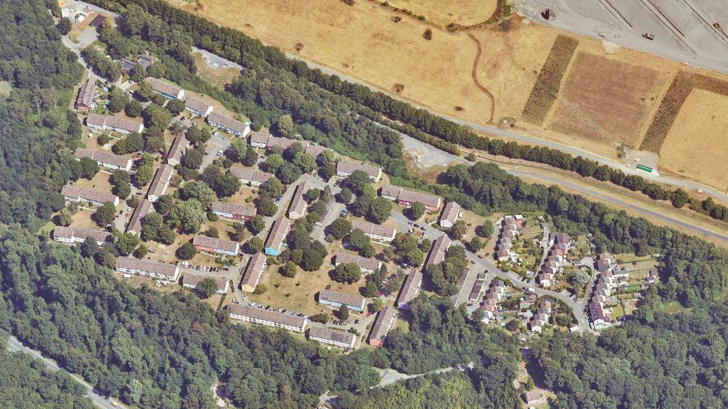 Eichkampsiedlung, Schrägluftbild von Westen