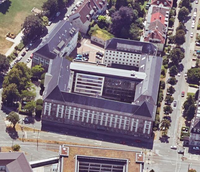 Schrägluftbild von Norden, Neubau Polizeipräsidium Essen