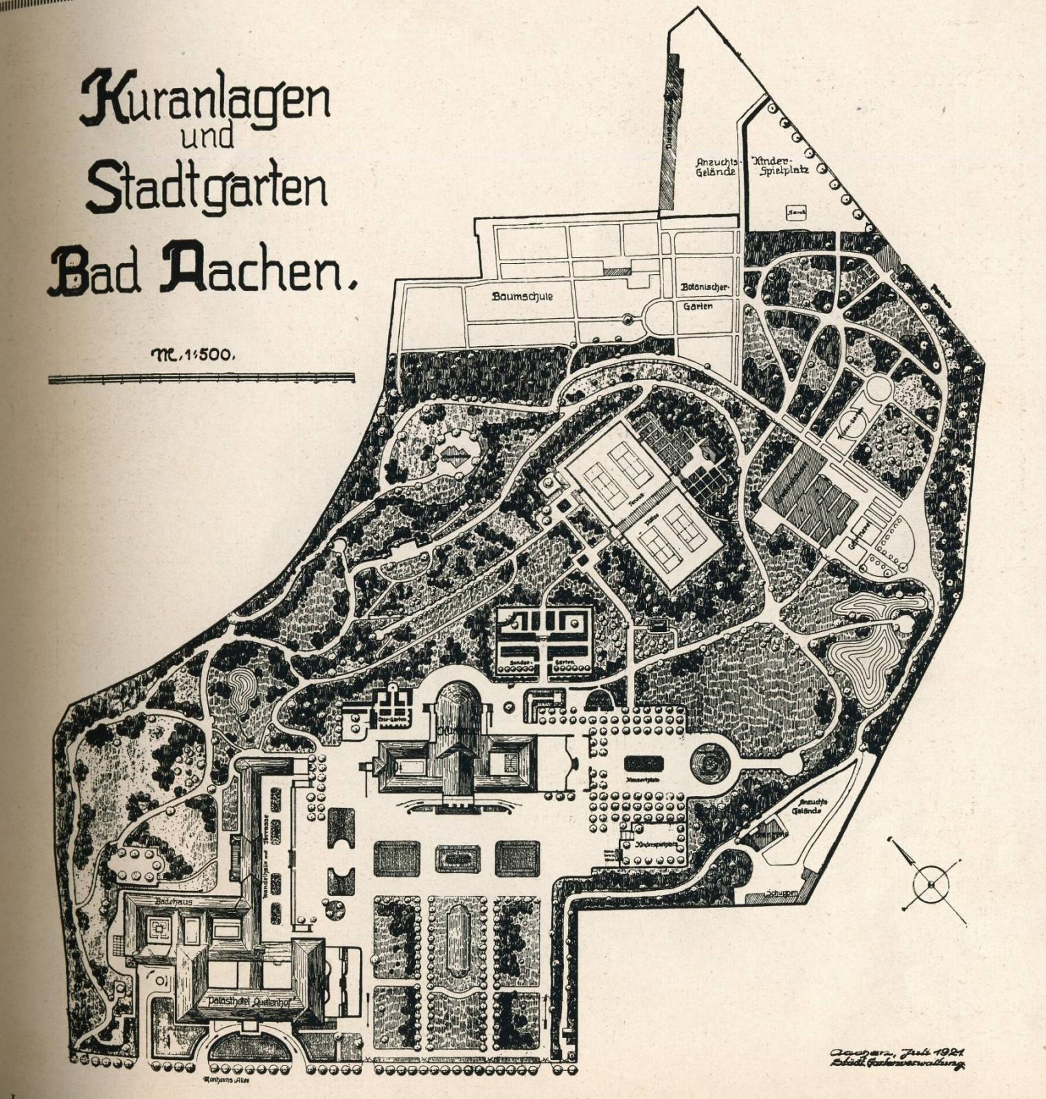 Historischer Plan von Kuranlagen und Stadtgarten