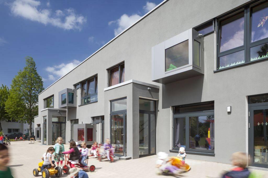 Außenansicht Gartenfassade Kita im Kamp