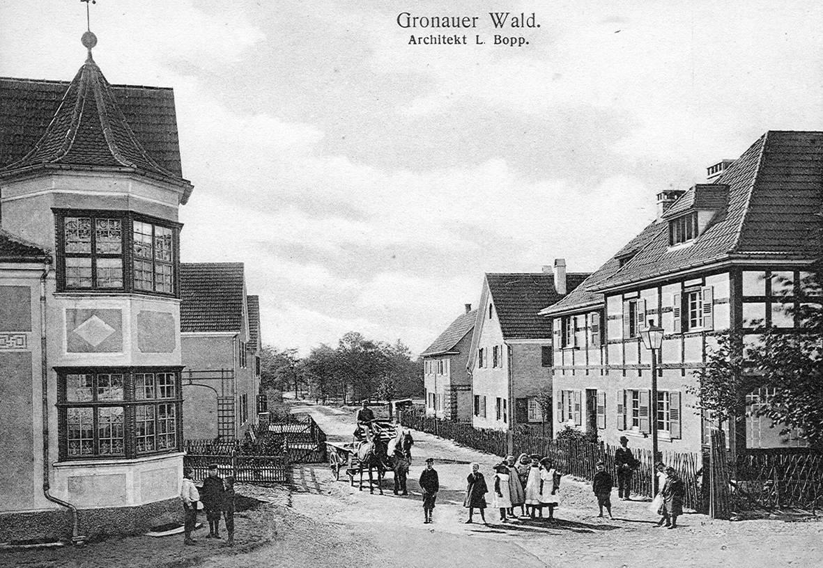 Häuser Gronauerwaldsiedlung Kreuzung Grüner Weg/Gronauer Waldweg, 1909
