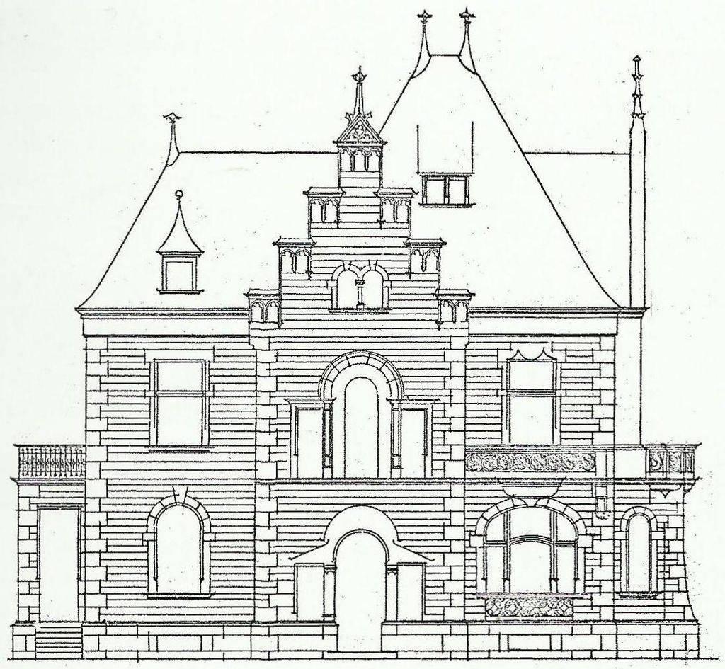 Aufriss Seitenfront der Villa Ermekeil