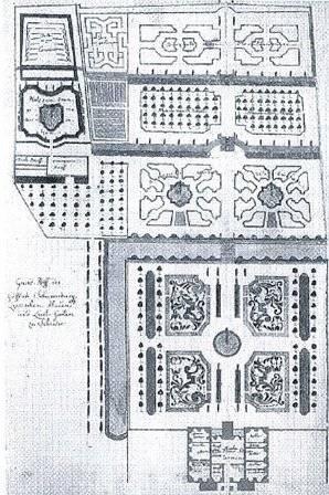 Schloss Schieder: Plan des barocken Schlossgartens um 1760