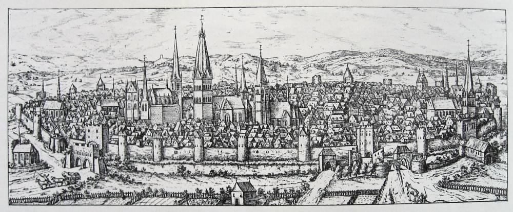 historische Ansicht von Soest mit Befestigung