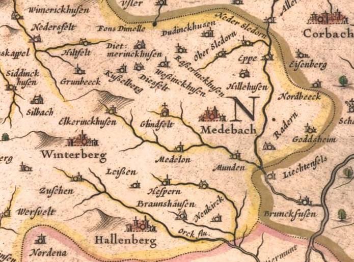 Gebiet Hallenberg, Medebach, Winterberg um 1645