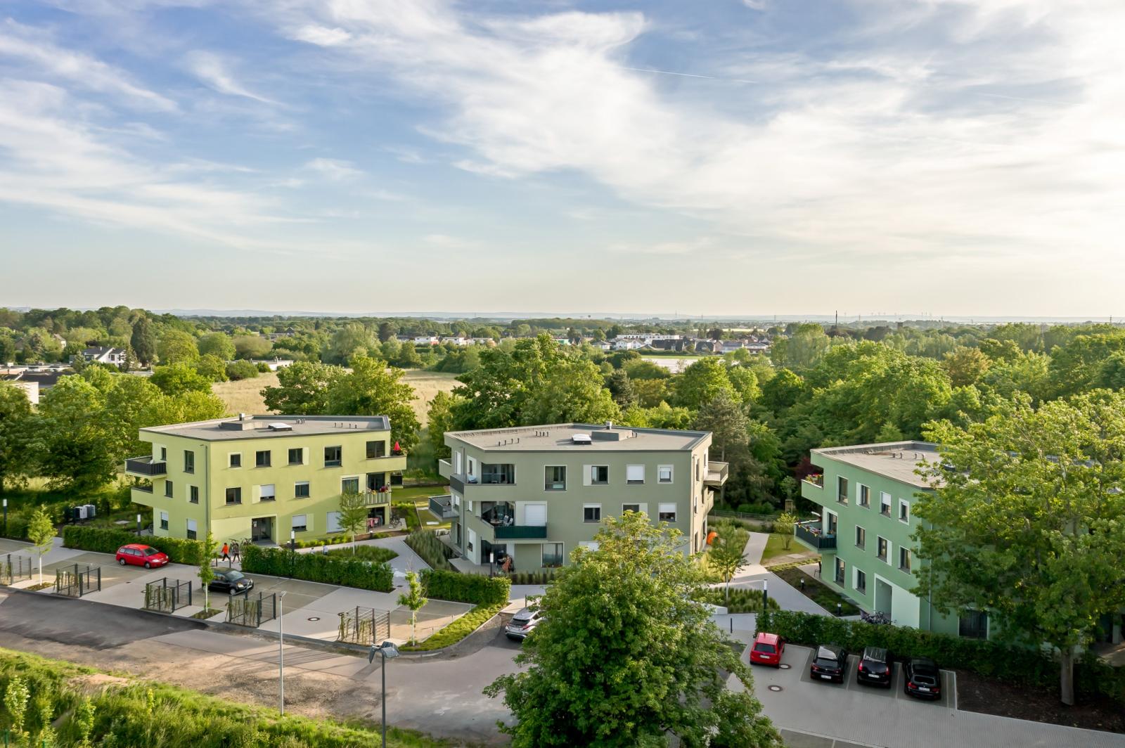 Typenhäuser für Geflüchtete, Schrägluftbild