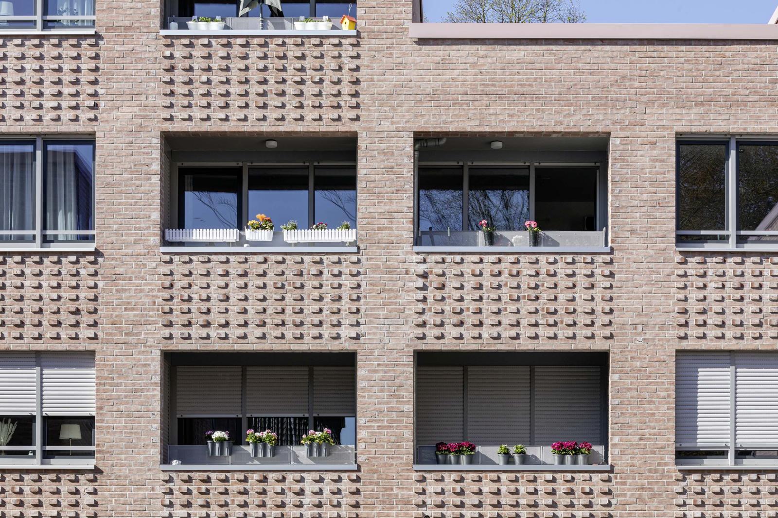 Detailbild Fassadenrasterung, Loggien