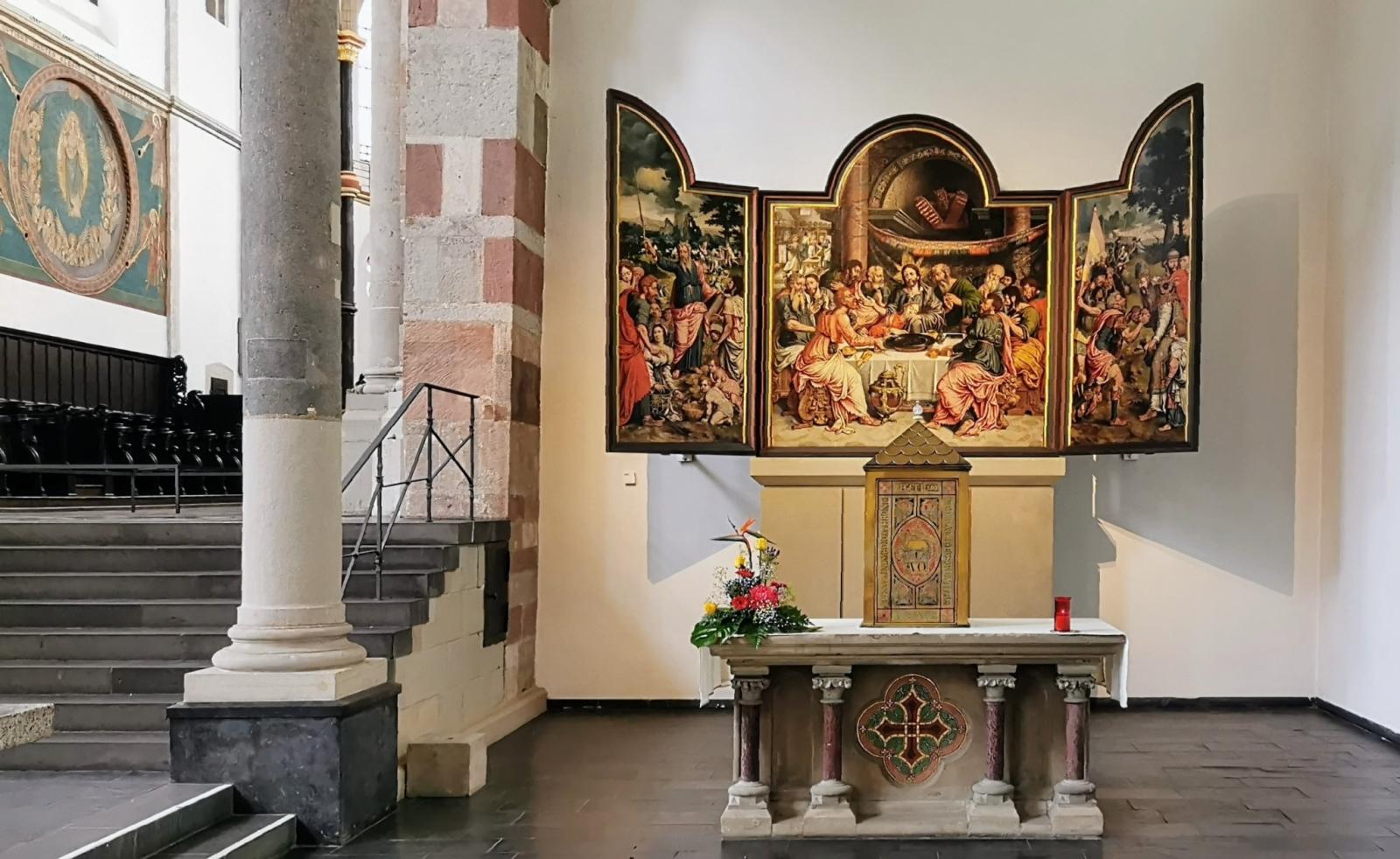 Flügelretabel mit Abendmahlstriptychon (16. Jh.) von Bartholomäus Bruyn