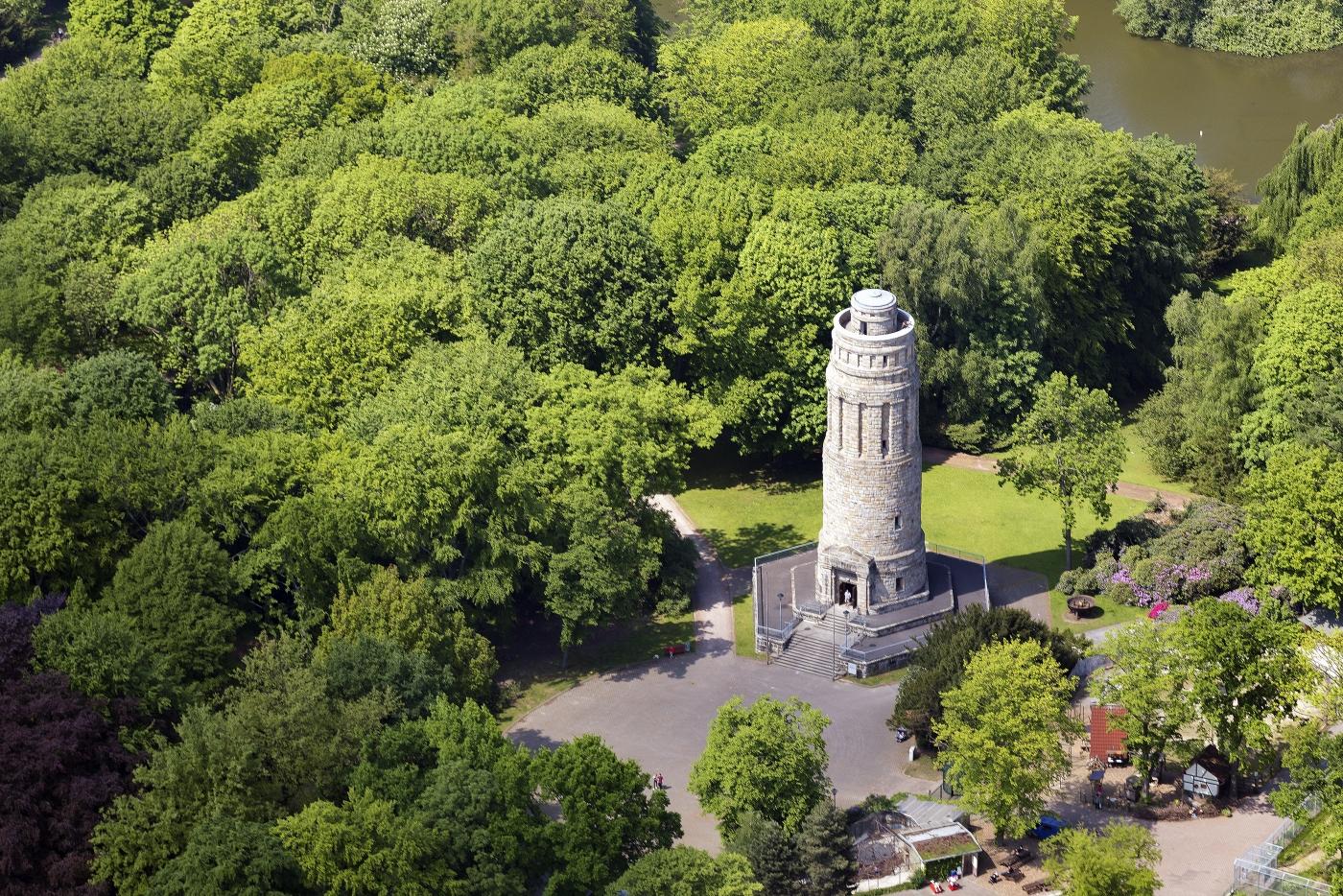 Luftbild Bismarckturm im Stadtpark Bochum