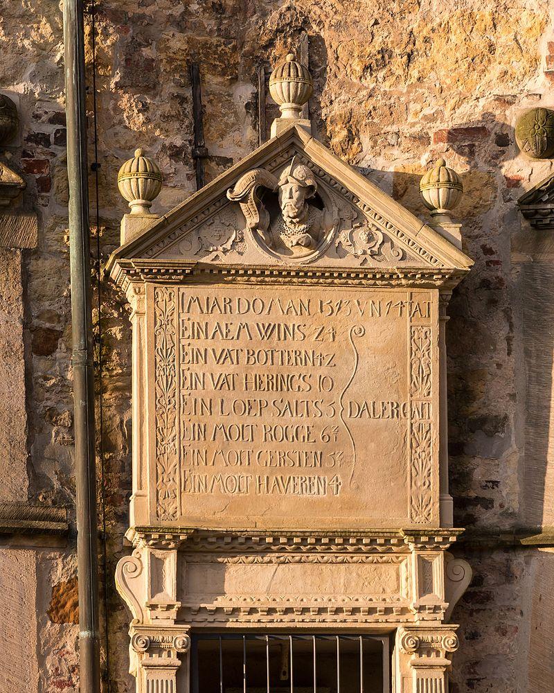Inschrift mit Lebensmittelpreisen von 1573/74