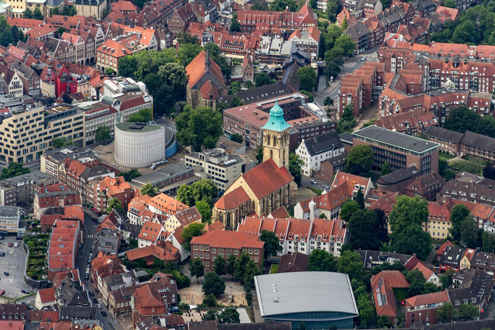 St. Martini in Münster, Luftbild von Osten